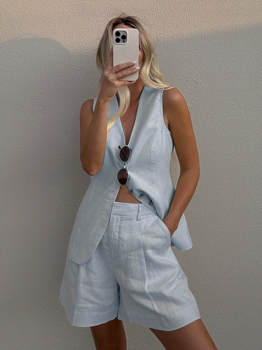 Sleeveless Vest and Shorts Set
