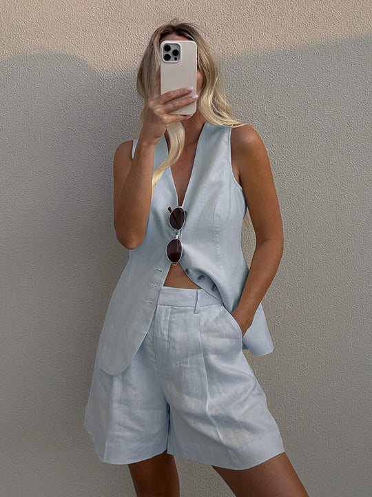 Sleeveless Vest and Shorts Set