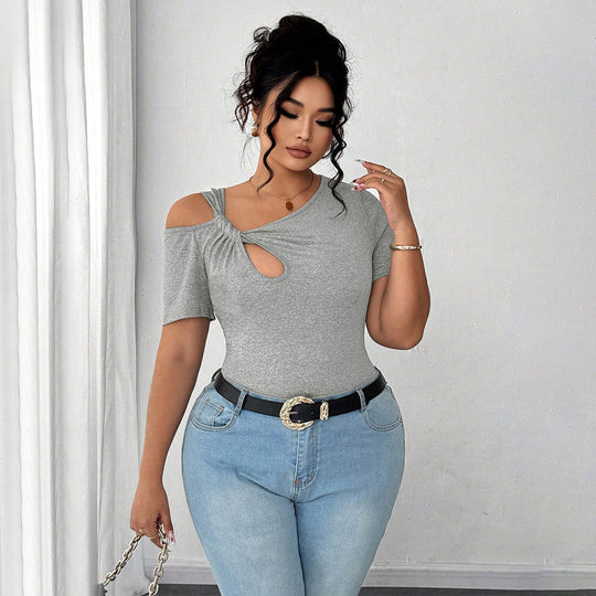 Grey Asymmetric Cut-Out Knot Top