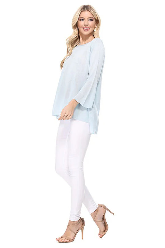 Semi See-Through Boat Neck Hi-Low Knit Top