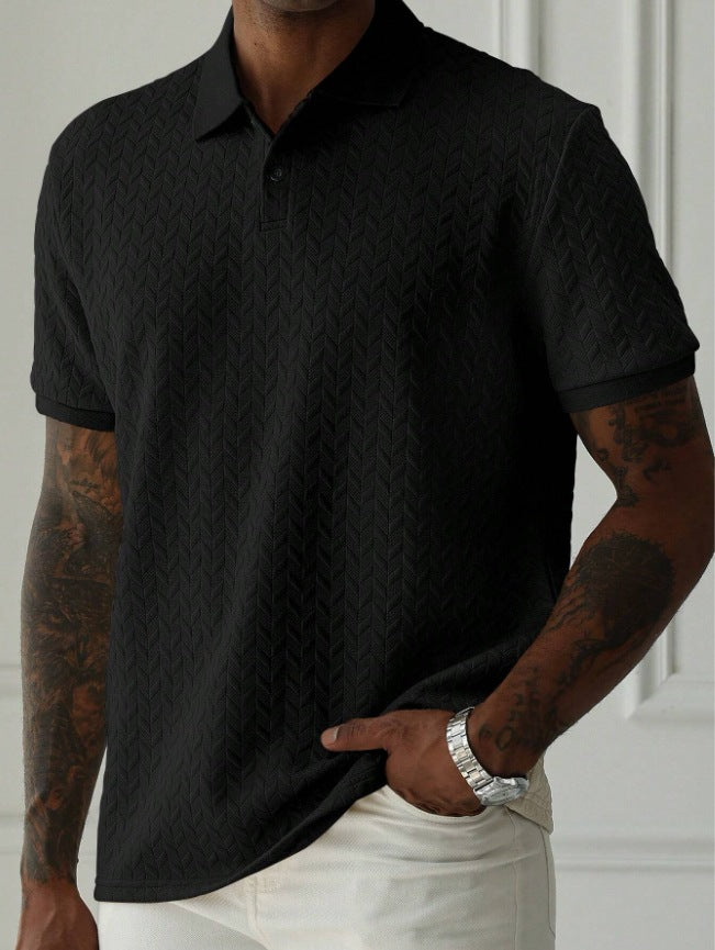Textured Short-Sleeve Polo Shirt