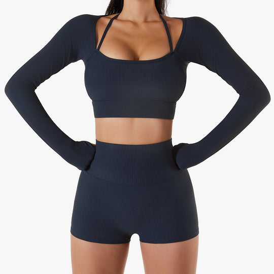 White Ribbed Two-Piece Activewear Set