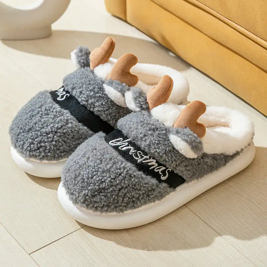 Elk Merry Christmas Slippers