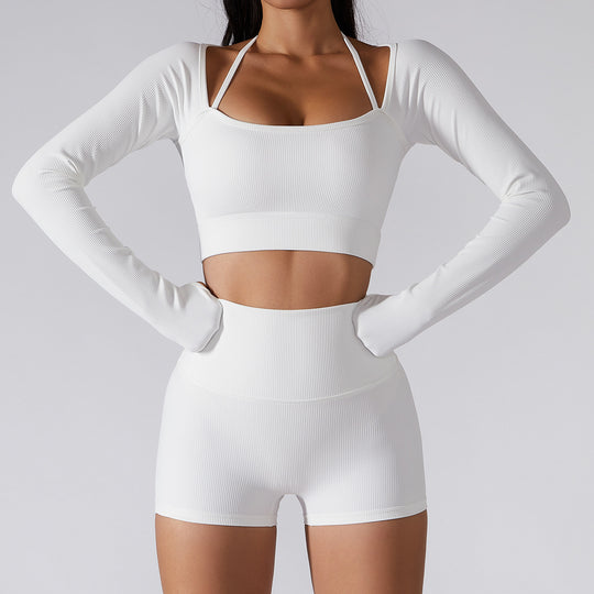 White Ribbed Two-Piece Activewear Set
