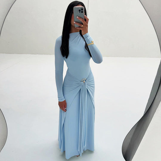Long Sleeve Draped Maxi Dress