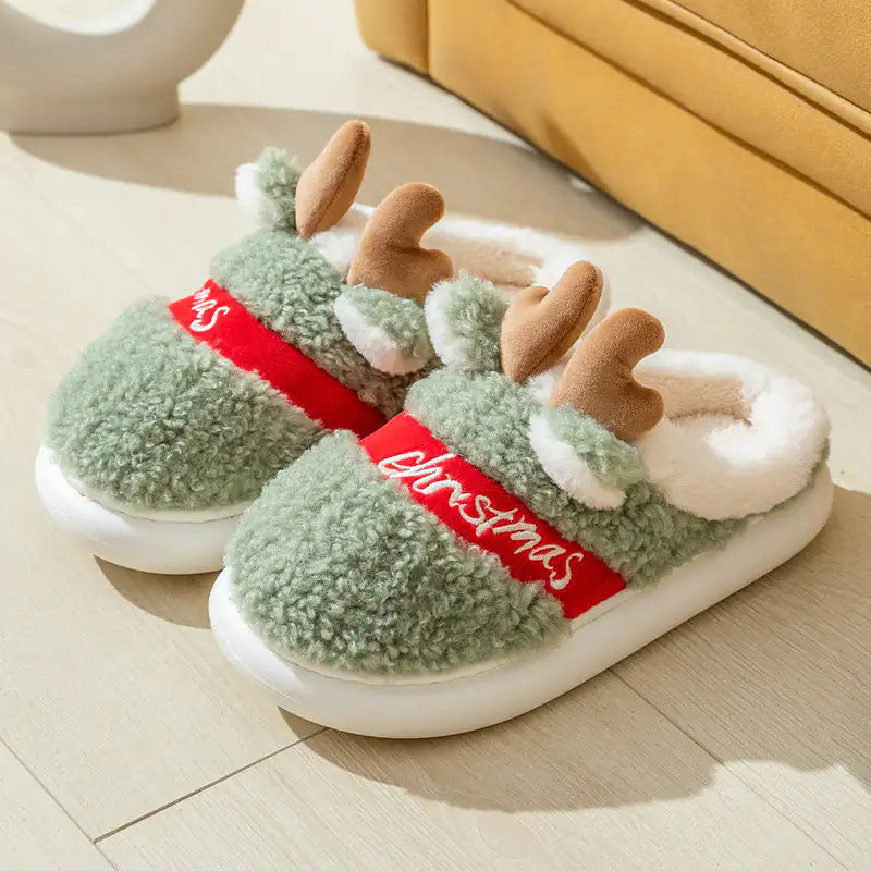 Elk Merry Christmas Slippers