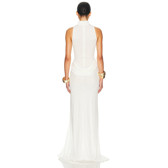 High Neck Sleeveless Maxi Dress with Thigh Slit
