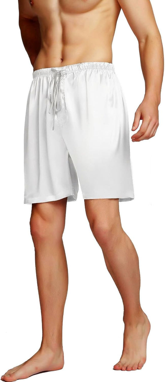 Men'S Satin Pajama Boxer Shorts with Elastic Waistband, Pants S-4XL