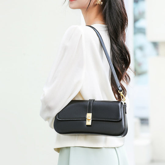 Structured Shoulder Bag with Gold Hardware