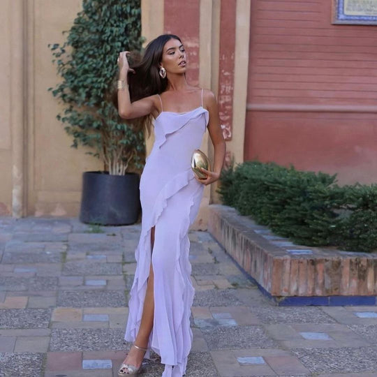 Ruffled Lilac Maxi Dress