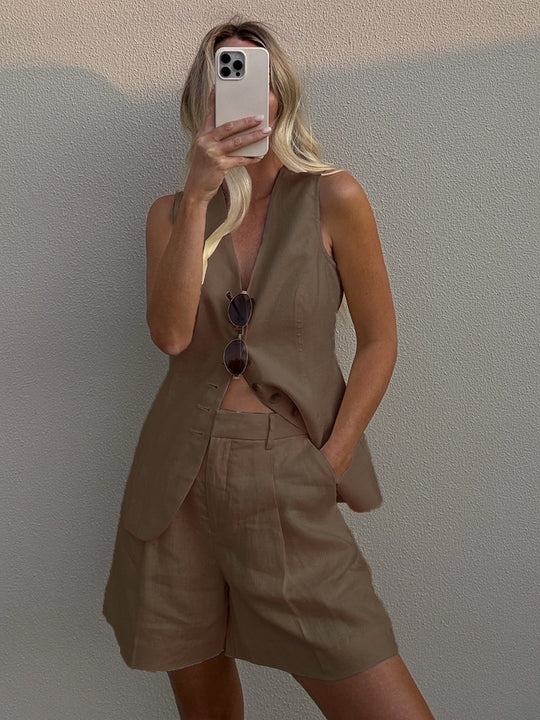 Sleeveless Vest and Shorts Set