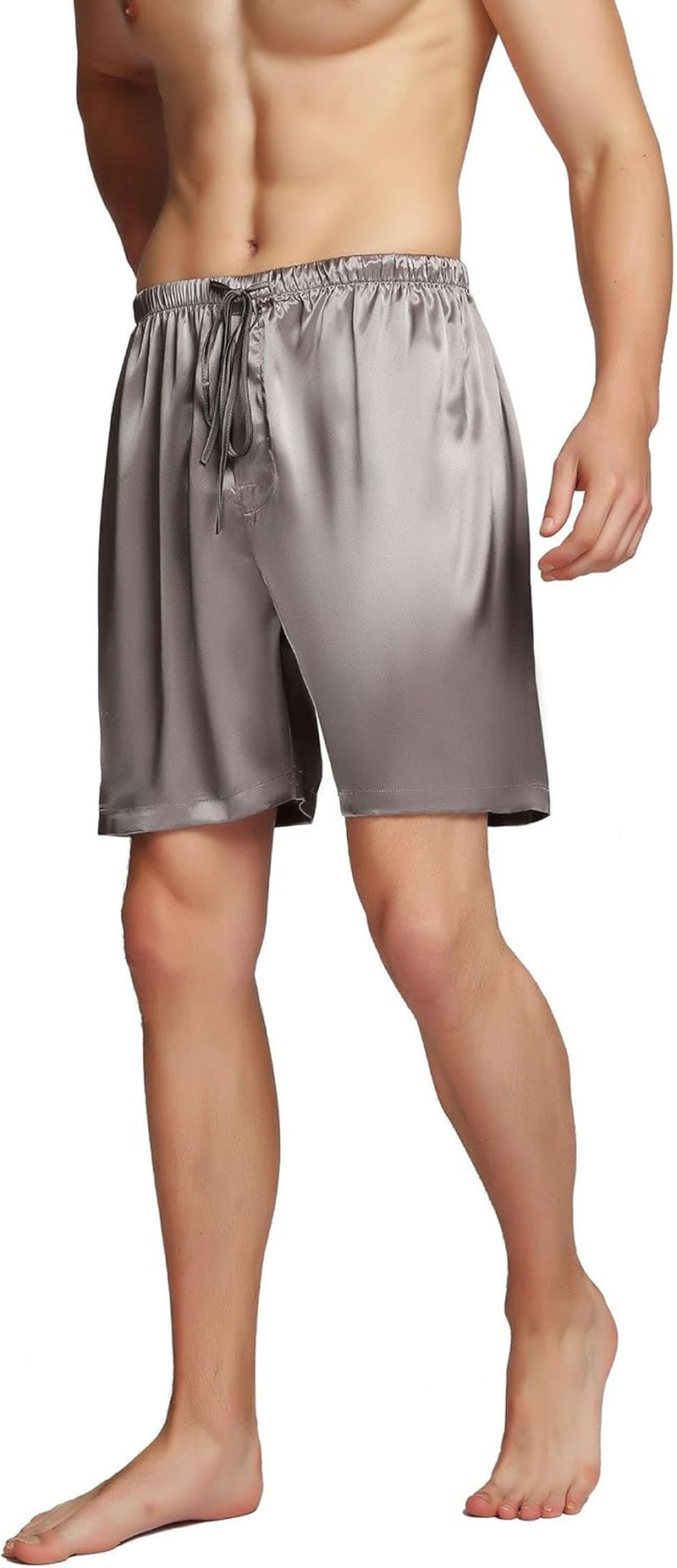 Men'S Satin Pajama Boxer Shorts with Elastic Waistband, Pants S-4XL