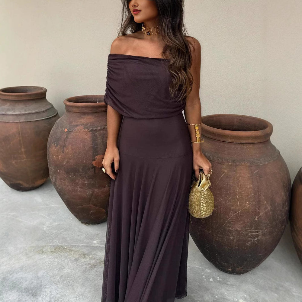 Off-Shoulder Draped Maxi Dress