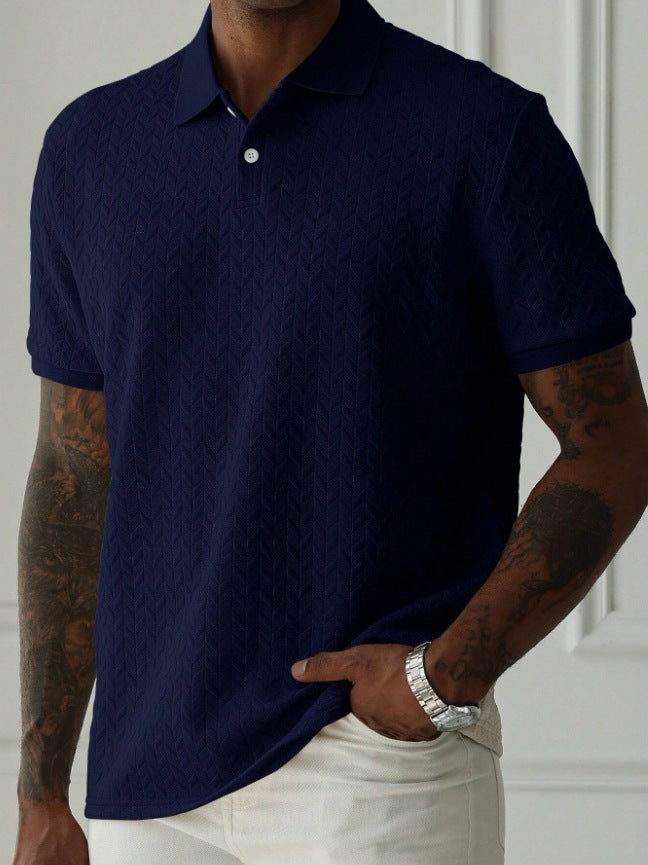 Textured Short-Sleeve Polo Shirt