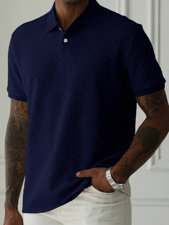 Textured Short-Sleeve Polo Shirt