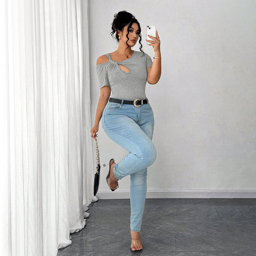 Grey Asymmetric Cut-Out Knot Top