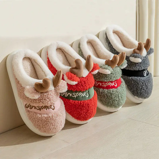 Elk Merry Christmas Slippers