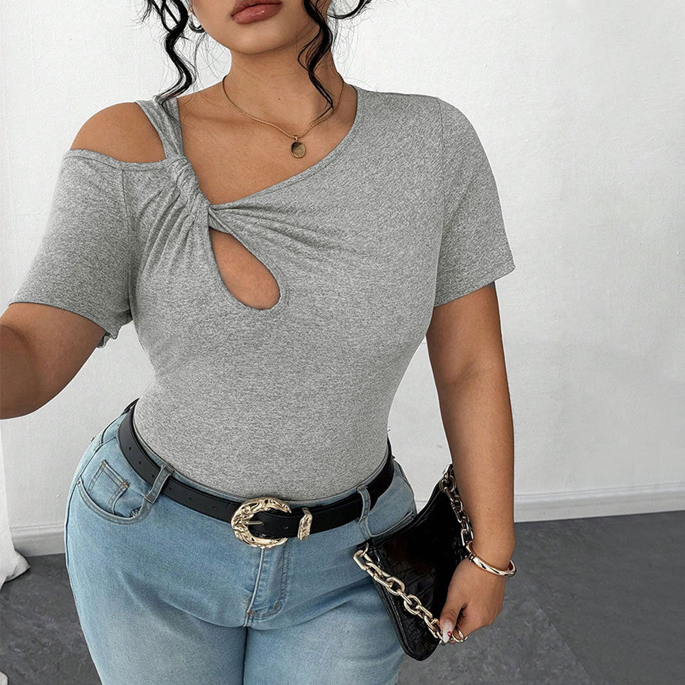 Grey Asymmetric Cut-Out Knot Top
