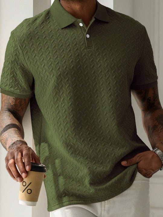Textured Short-Sleeve Polo Shirt