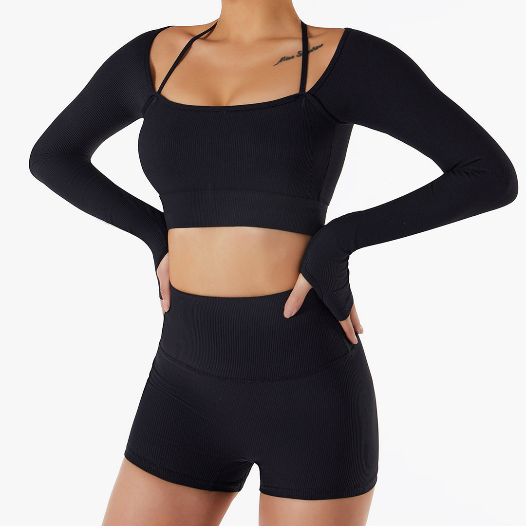 White Ribbed Two-Piece Activewear Set