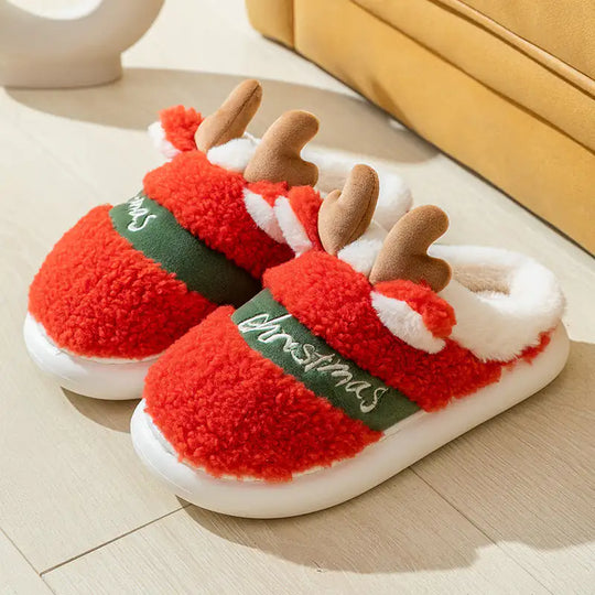 Elk Merry Christmas Slippers