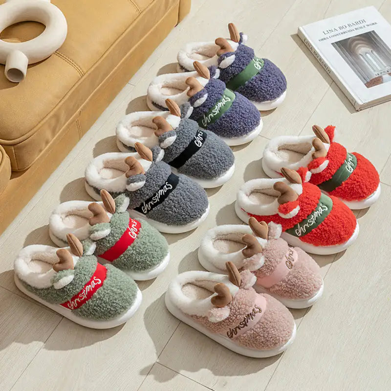 Elk Merry Christmas Slippers