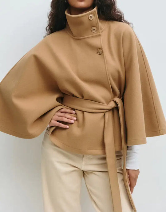 Batwing Sleeve Coat With Belt