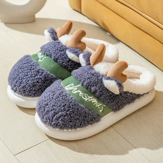 Elk Merry Christmas Slippers