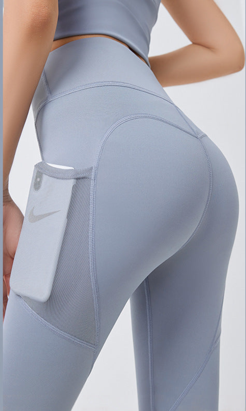 High-Waist Sports Leggings with Side Pocket