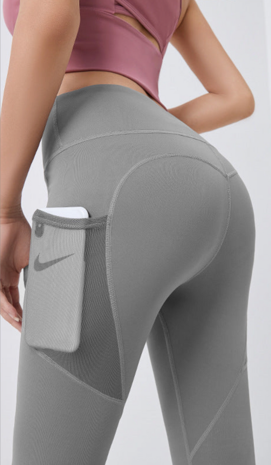 High-Waist Sports Leggings with Side Pocket