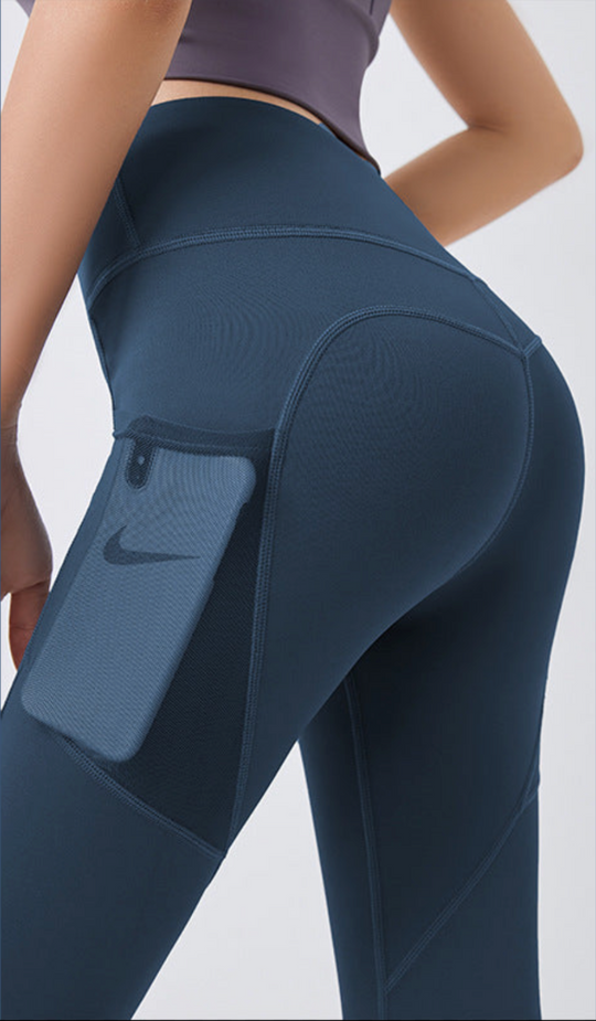 High-Waist Sports Leggings with Side Pocket