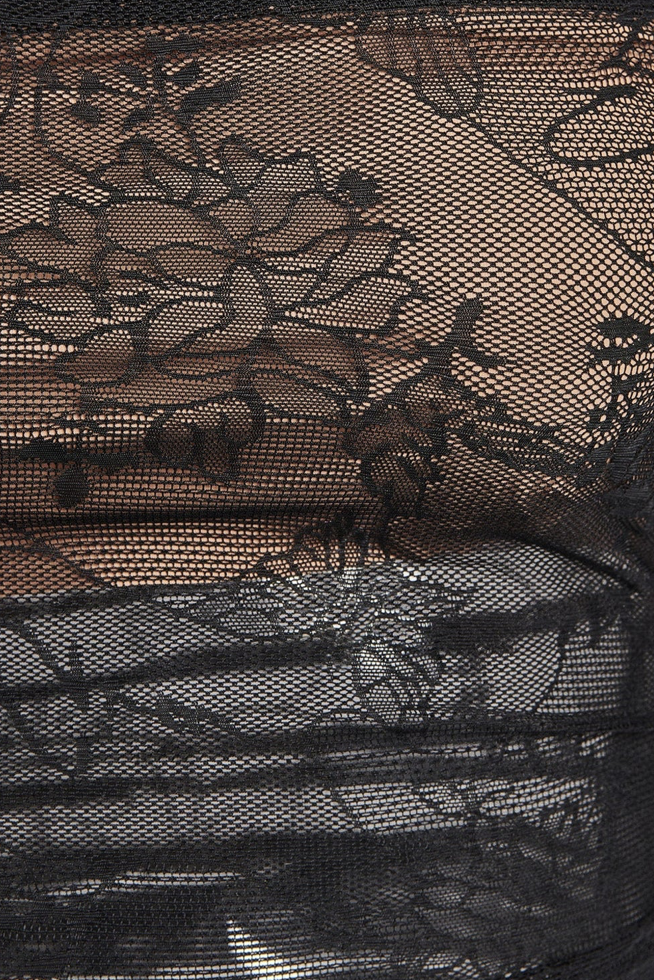 Black Sheer Lace Strapless Tube Top