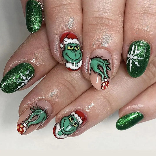 Christmas Grinch Press On Nails