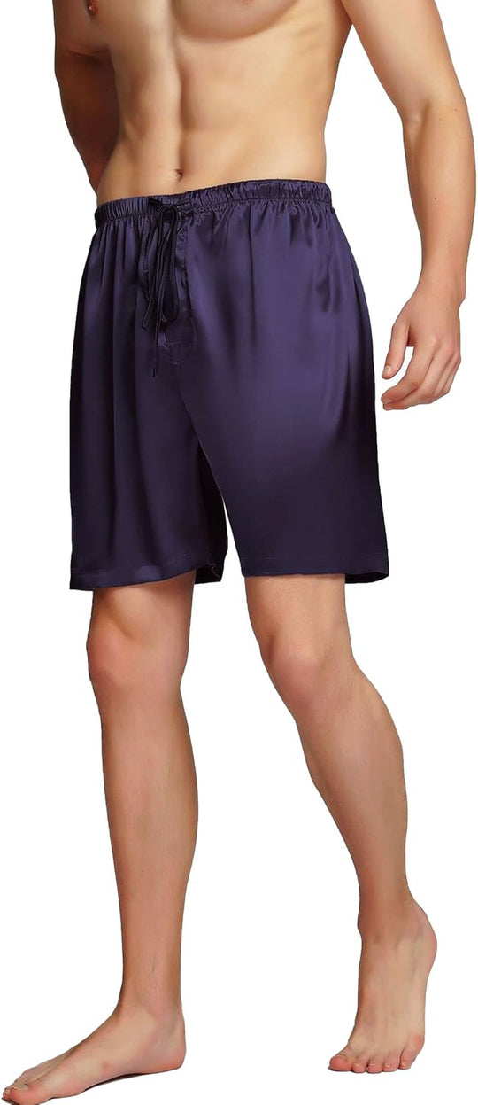 Men'S Satin Pajama Boxer Shorts with Elastic Waistband, Pants S-4XL