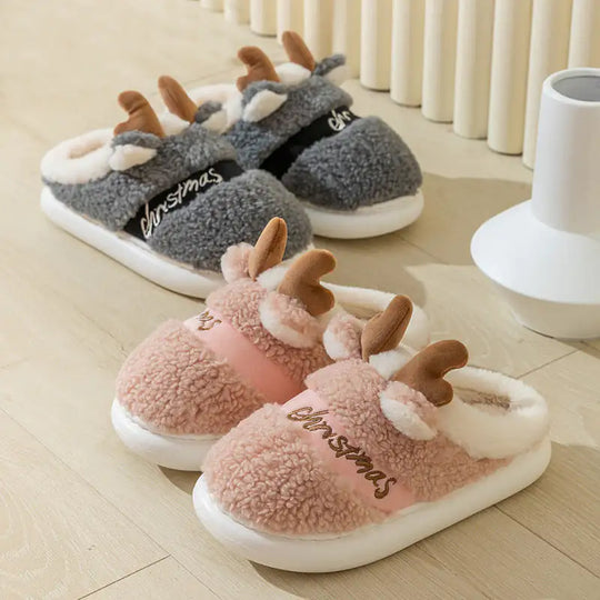 Elk Merry Christmas Slippers