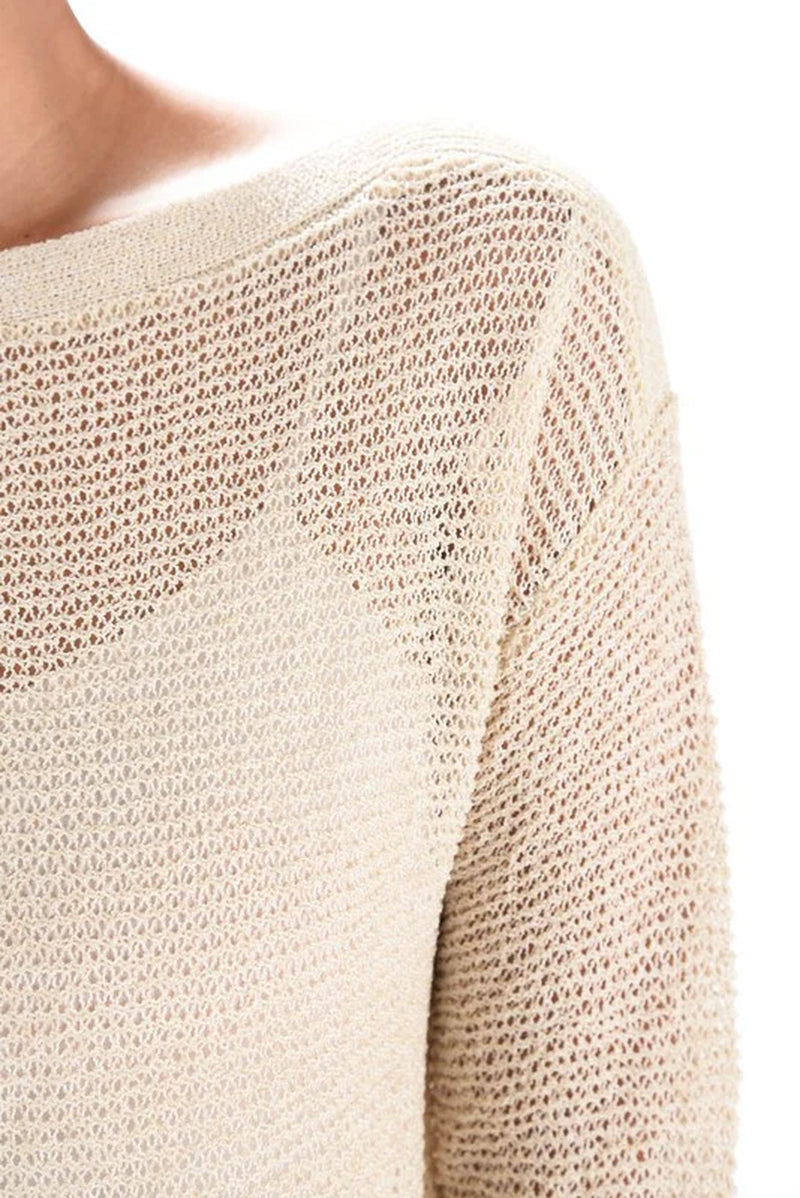 See-Through Boat Neck Knit Top 