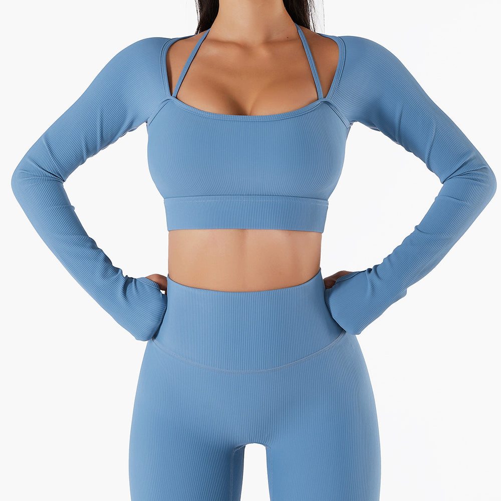 White Ribbed Two-Piece Activewear Set