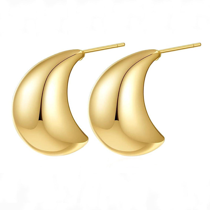 Crescent Gold Statement Earrings