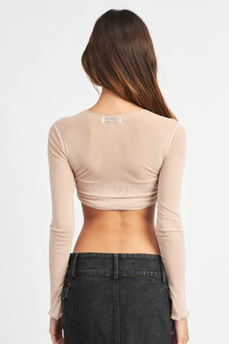 Crew Neck Ruched Bust Top