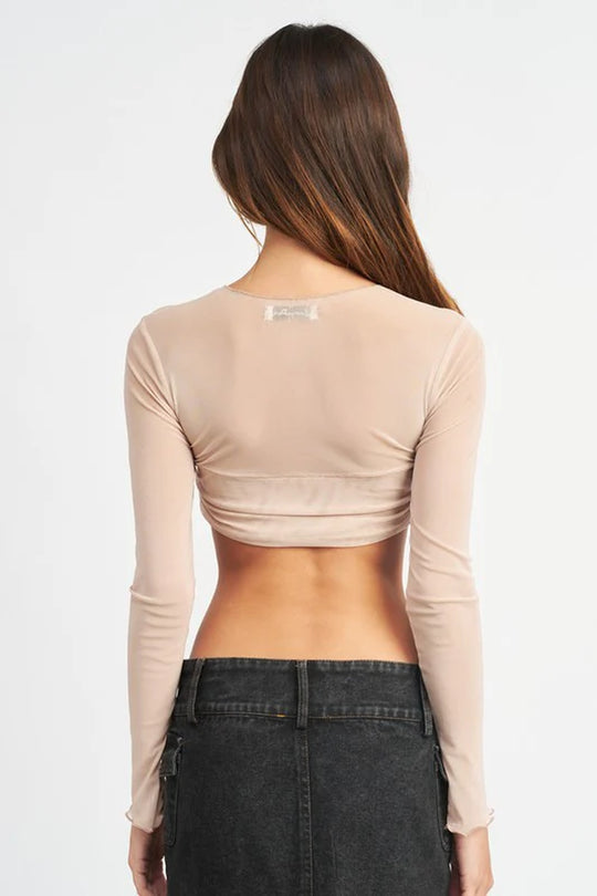 Crew Neck Ruched Bust Top