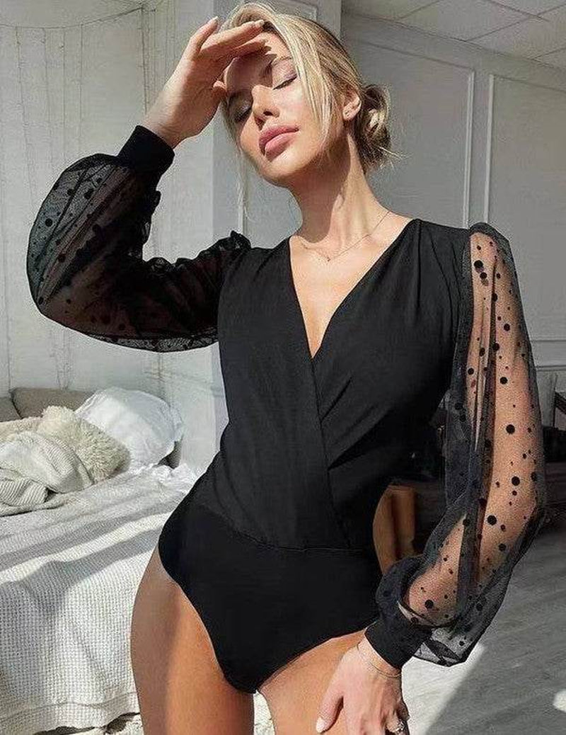 Polka Dot Mesh Bodysuit
