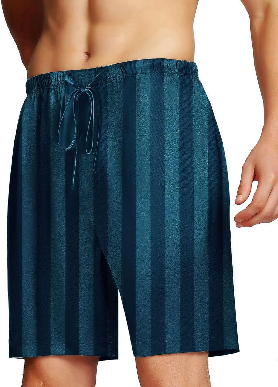 Men'S Satin Pajama Boxer Shorts with Elastic Waistband, Pants S-4XL