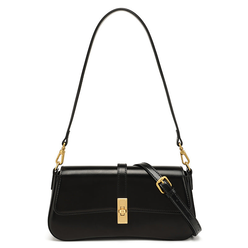 Structured Shoulder Bag with Gold Hardware