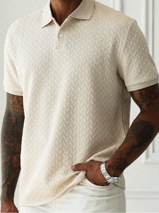 Textured Short-Sleeve Polo Shirt