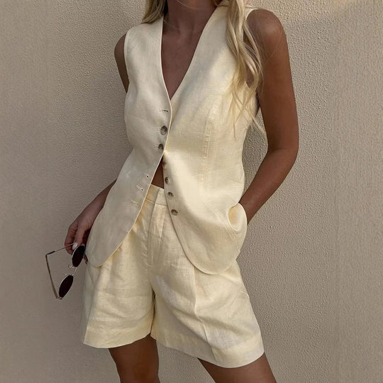 Sleeveless Vest and Shorts Set