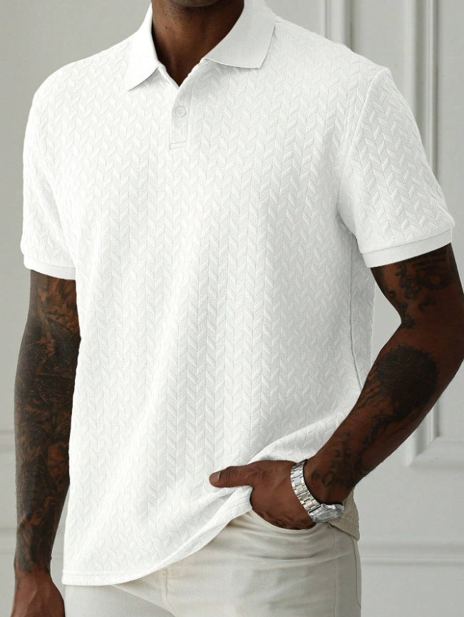 Textured Short-Sleeve Polo Shirt