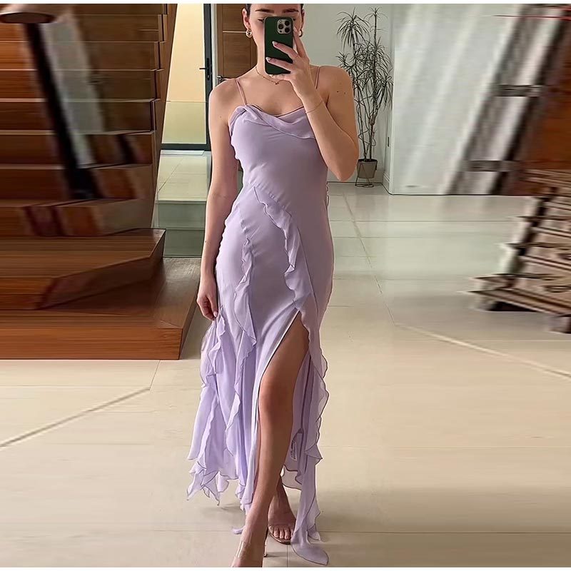 Ruffled Lilac Maxi Dress