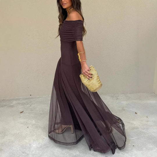 Off-Shoulder Draped Maxi Dress