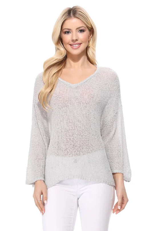 Open Back Sheer Stretch Knit Top