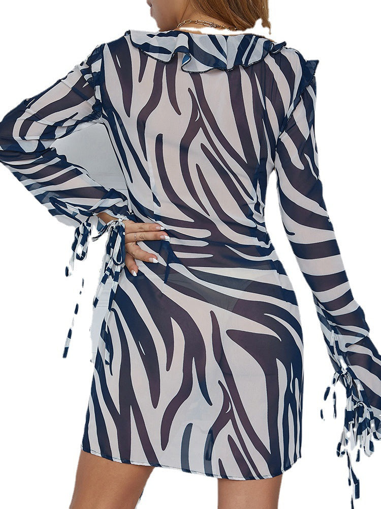 Sienna Zebra Print Sheer Mini Dress